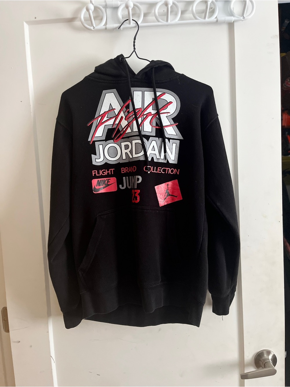 Jordan Black Hoodie with White and Red Graphic Logo
